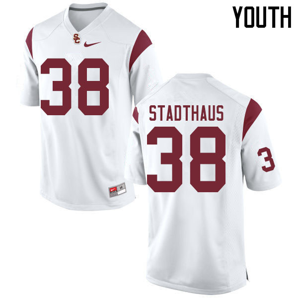 Youth #38 Alex Stadthaus USC Trojans College Football Jerseys Sale-White - Click Image to Close